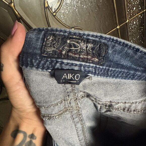 Silver Jeans Womens Aiko Mid Skinny Medium Wash 27x33 Denim Western Glove Works - Picture 8 of 10